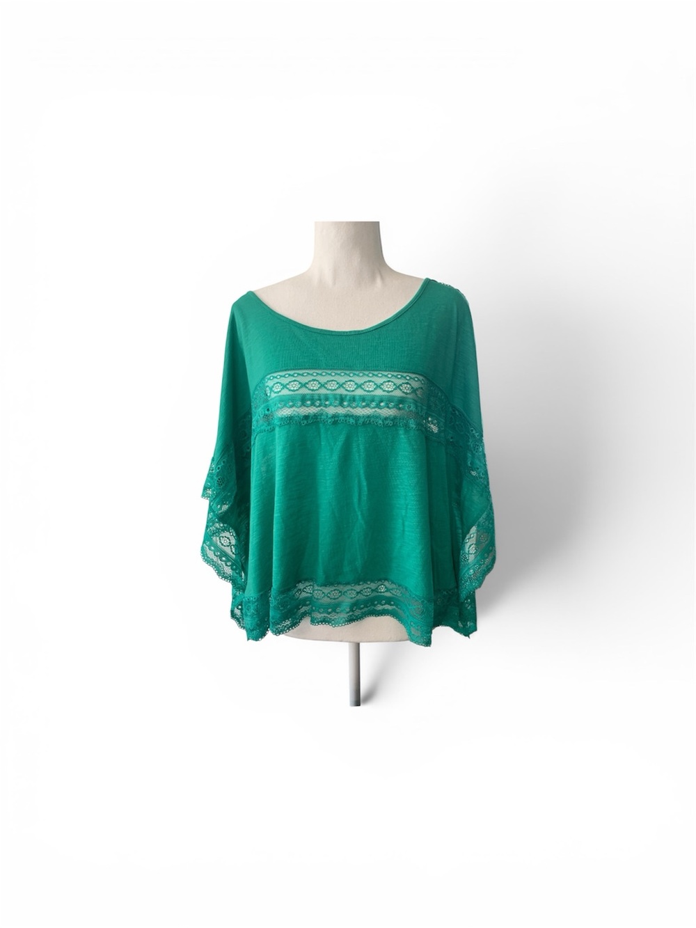 Free People Emerald Lace Inset Crop Tee